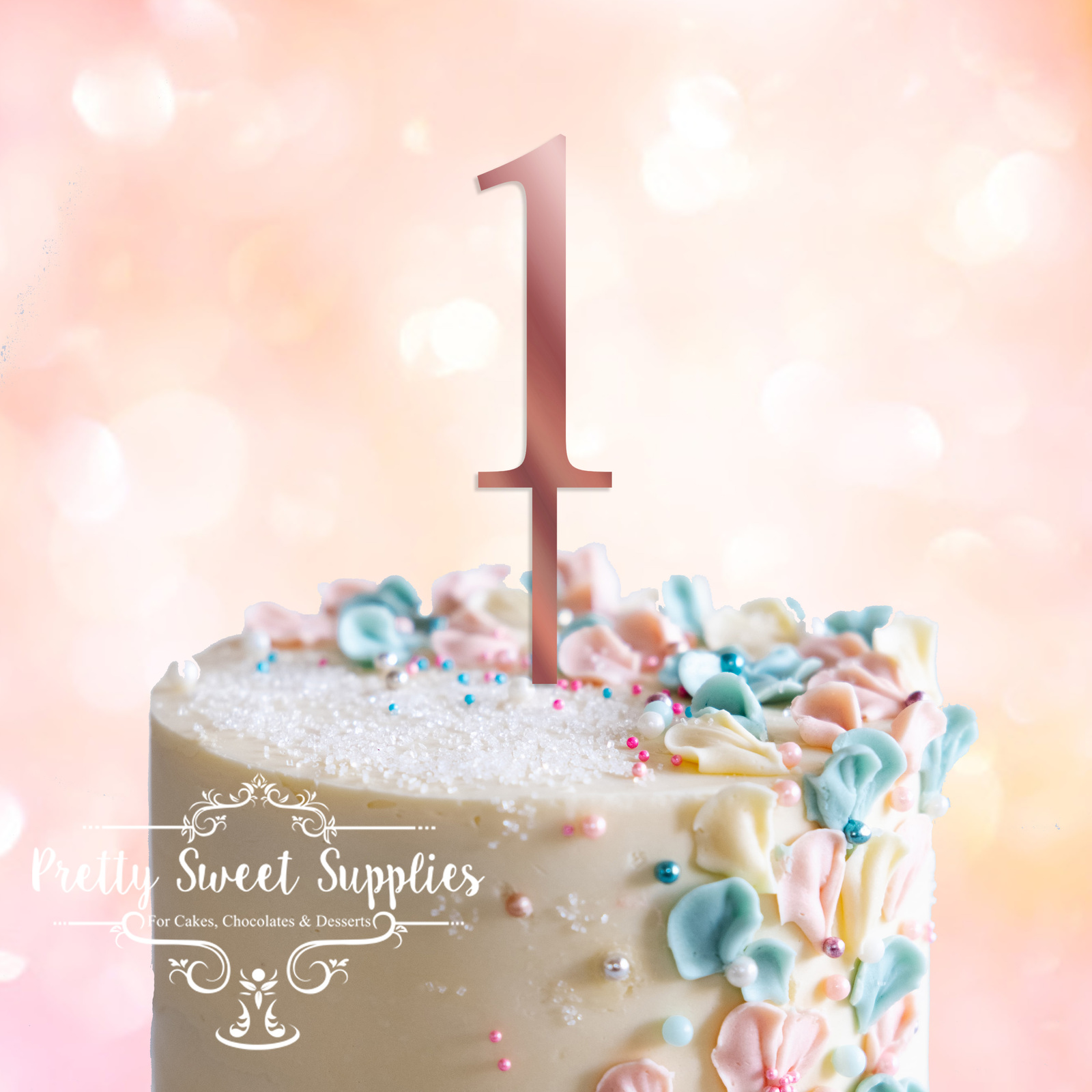 ROSE GOLD Acrylic Cake Topper (7.5cm) - NUMBER 1