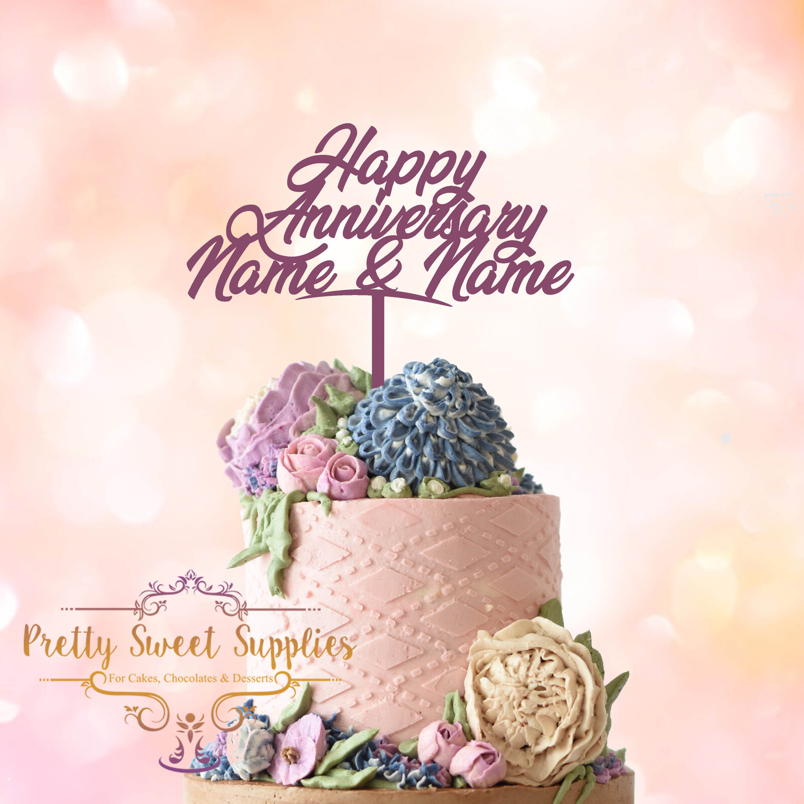 Happy Anniversary With Lovely Flowers Cake | Happy anniversary cakes, Happy  birthday cake writing, Cake name