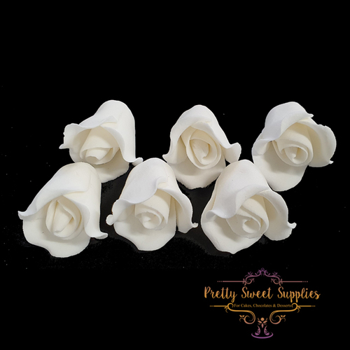 CUPCAKE ROSE White Large Sugar Flowers (6 Pack)