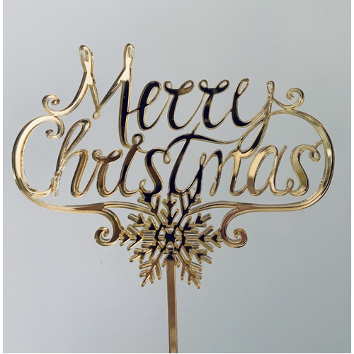 MERRY CHRISTMAS Style 1 - Gold Acrylic Cake Topper