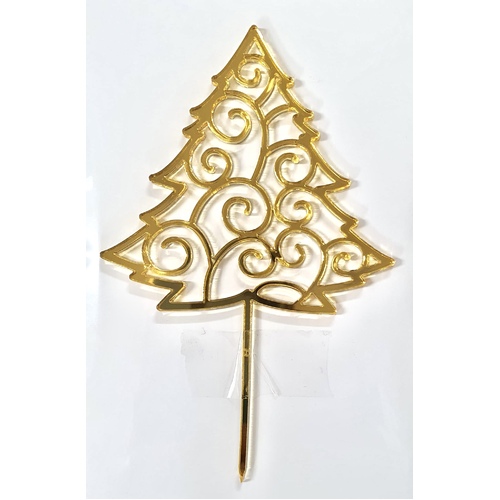 CHRISTMAS TREE - Gold Acrylic Cake Topper