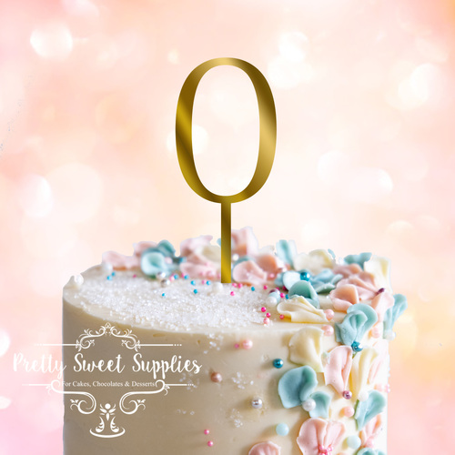 GOLD Acrylic Cake Topper (7.5cm) - NUMBER 0