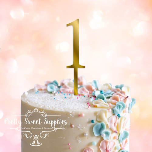 GOLD Acrylic Cake Topper (7.5cm) - NUMBER 1