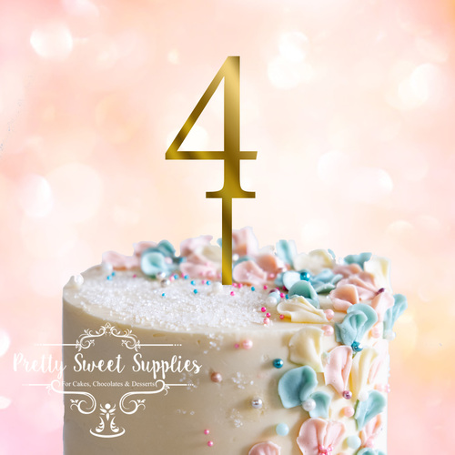 GOLD Acrylic Cake Topper (7.5cm) - NUMBER 4