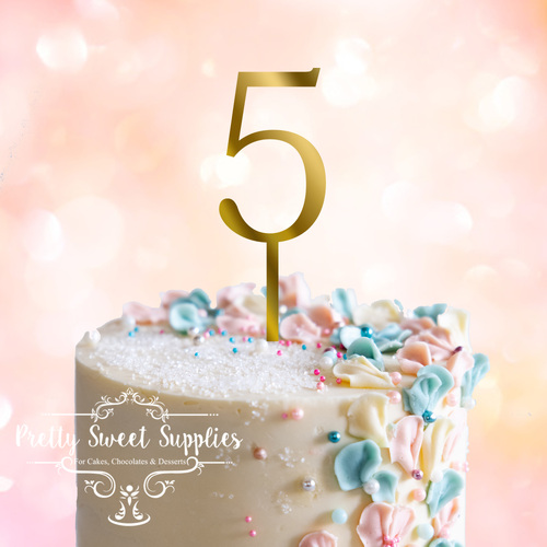 GOLD Acrylic Cake Topper (7.5cm) - NUMBER 5