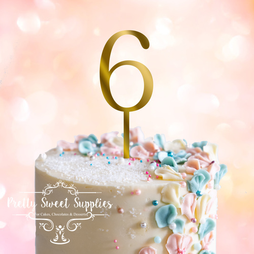 GOLD Acrylic Cake Topper (7.5cm) - NUMBER 6