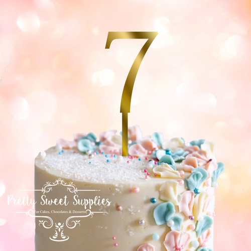 GOLD Acrylic Cake Topper (7.5cm) - NUMBER 7
