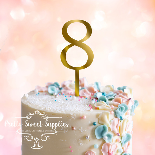 GOLD Acrylic Cake Topper (7.5cm) - NUMBER 8