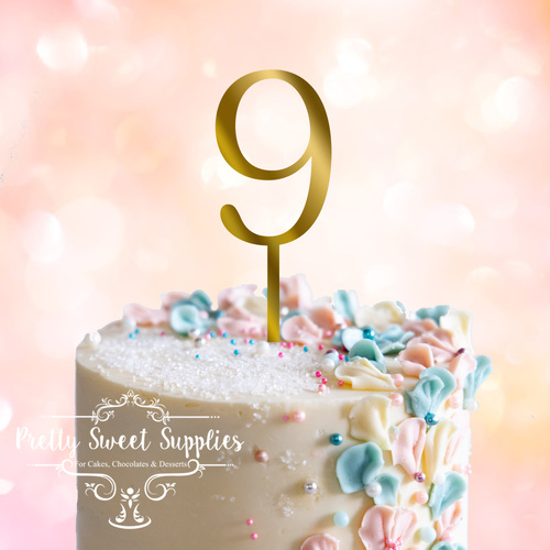 GOLD Acrylic Cake Topper (7.5cm) - NUMBER 9