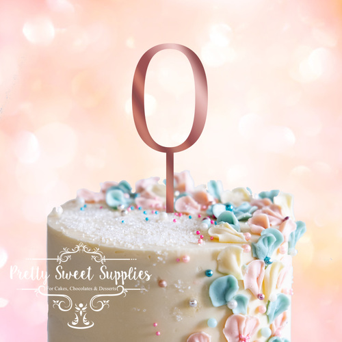 ROSE GOLD Acrylic Cake Topper (7.5cm) - NUMBER 0