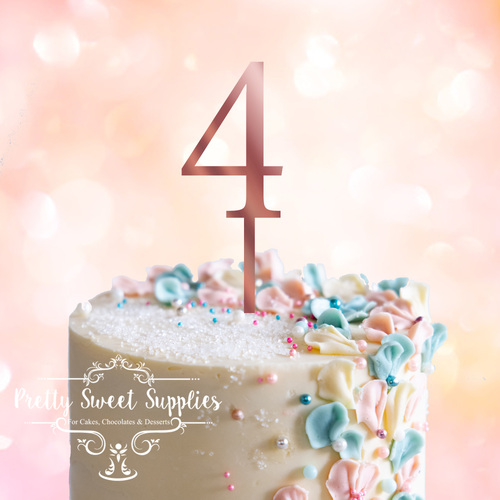 ROSE GOLD Acrylic Cake Topper (7.5cm) - NUMBER 4