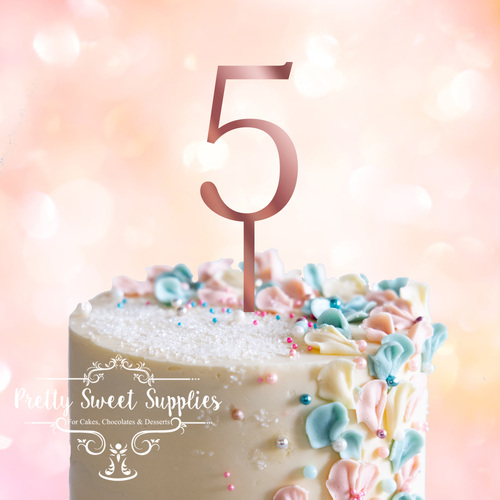 ROSE GOLD Acrylic Cake Topper (7.5cm) - NUMBER 5
