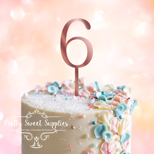ROSE GOLD Acrylic Cake Topper (7.5cm) - NUMBER 6