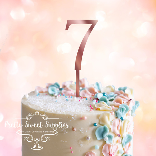 ROSE GOLD Acrylic Cake Topper (7.5cm) - NUMBER 7