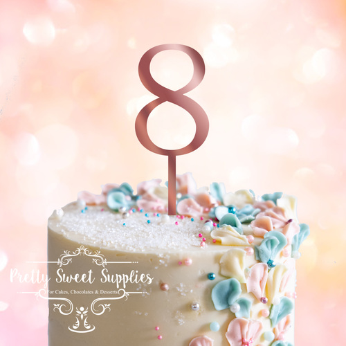 ROSE GOLD Acrylic Cake Topper (7.5cm) - NUMBER 8