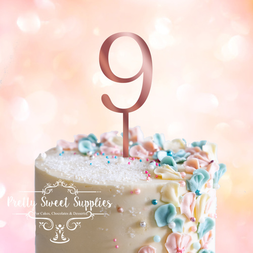 ROSE GOLD Acrylic Cake Topper (7.5cm) - NUMBER 9