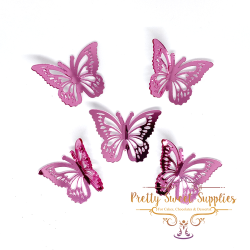 PINK 3D Acrylic Butterflies Cake Topper - 5pk