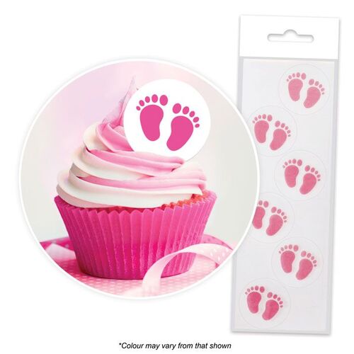 BABY FEET PINK Edible Wafer Cupcake Toppers - 24 piece pack