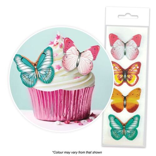 BUTTERFLIES MIXED Edible Wafer Cupcake Toppers - 16 piece pack