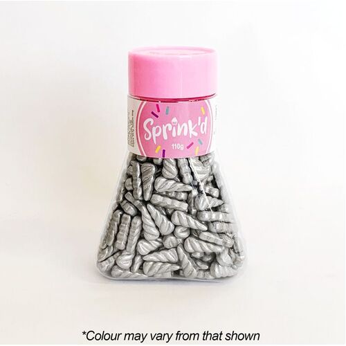 UNICORN HORNS SILVER 16mm Sprinkles - 110g