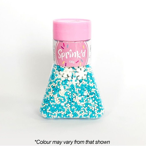 SNOWFLAKES & SUGAR BALLS 2mm Sprinkles - Blue/White 110g