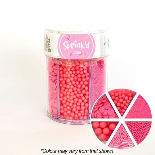 6 VARIETY BRIGHT PINK Sprinkles Jar - 200g