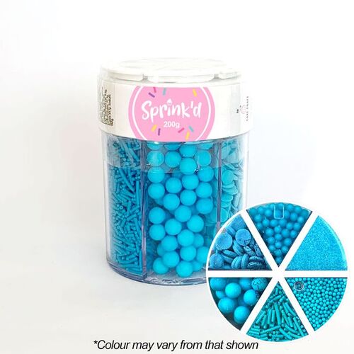 6 VARIETY BRIGHT BLUE Sprinkles Jar - 200g