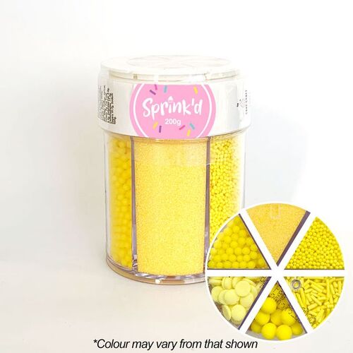 6 VARIETY YELLOW Sprinkles Jar - 200g