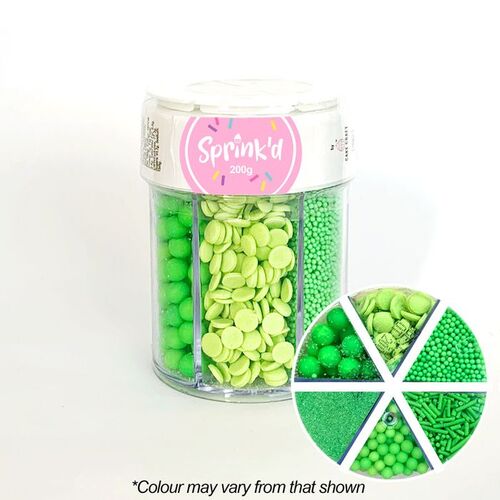 6 VARIETY GREEN Sprinkles Jar - 200g
