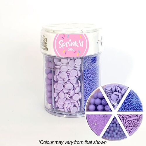 6 VARIETY PURPLE Sprinkles Jar - 200g