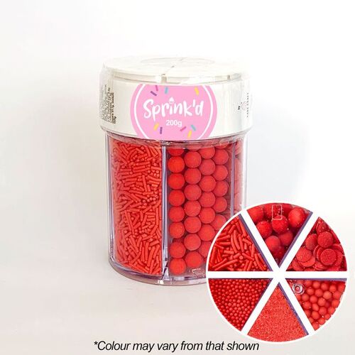 6 VARIETY RED Sprinkles Jar - 200g
