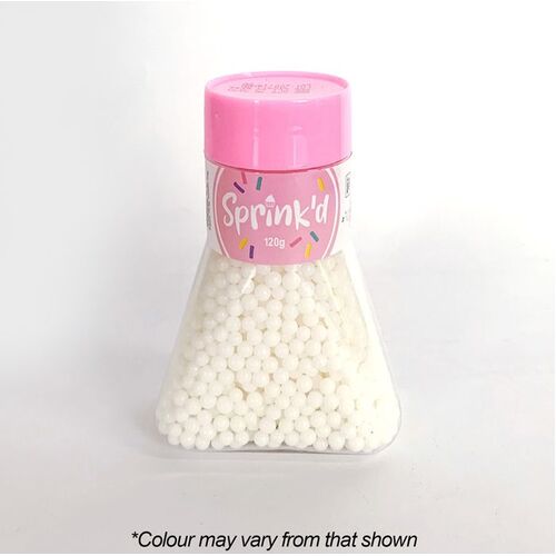 SUGAR BALLS POLISHED WHITE Sprinkles 4mm - 120g