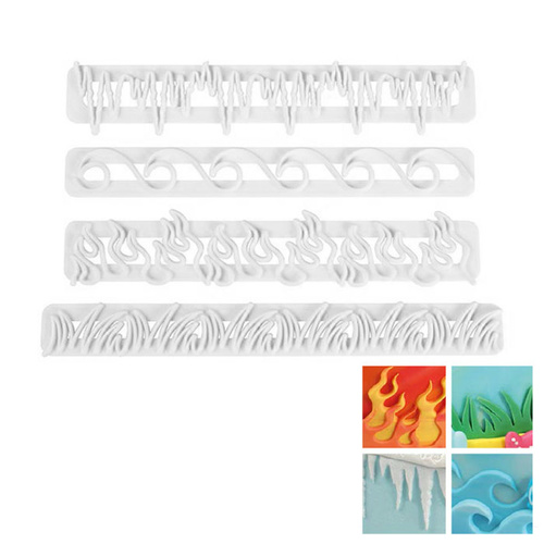 WAVES, FIRE, ICE & GRASS Impression Cutters - Set of 4