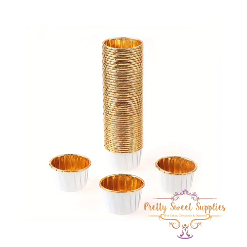 Gold-lined Small Baking Cups - WHITE