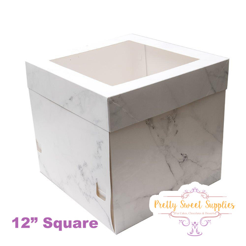MARBLE Tall Cake Box with Window 12"