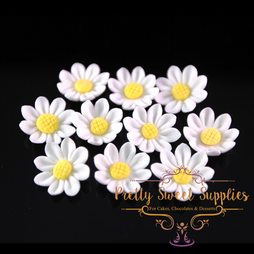 DAISY White Small Sugar Flowers (10 pack)
