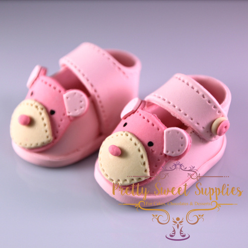 BABY BOOTIES - Pink Bear Face Pair