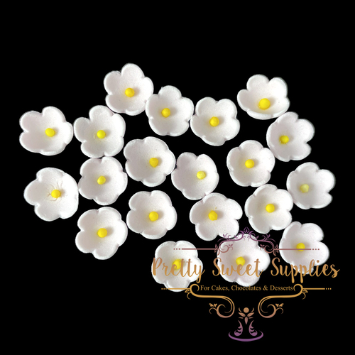 BLOSSOM Flowers V2 White/Yellow Small (20 pack) Sugar Flowers