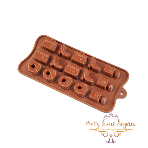 GIRL ITEMS - HANDBAGS / PERFUME / SHOES - EASY FLEX SILICONE Chocolate Mould