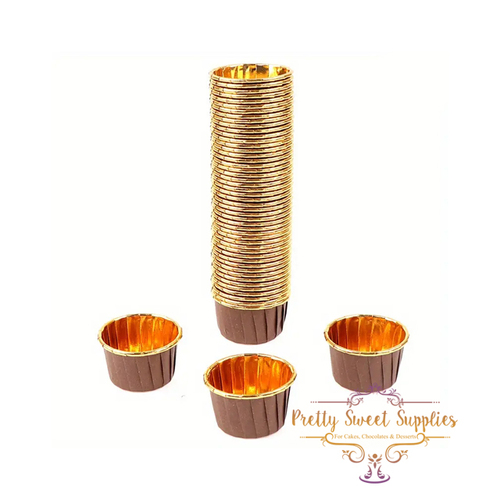 Gold-lined Small Baking Cups - Brown