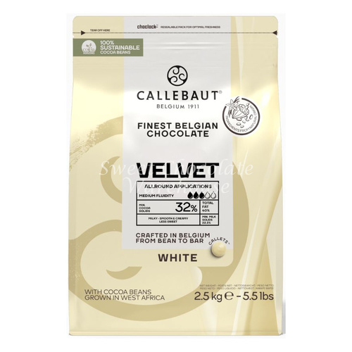 Callebaut Velvet White Chocolate Belgian Couverture Callets Recipe No W3 2.5kg - Crafted in Belgium