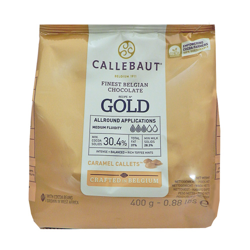 Callebaut Gold Caramel Chocolate Belgian Couverture Callets 400g - Crafted in Belgium