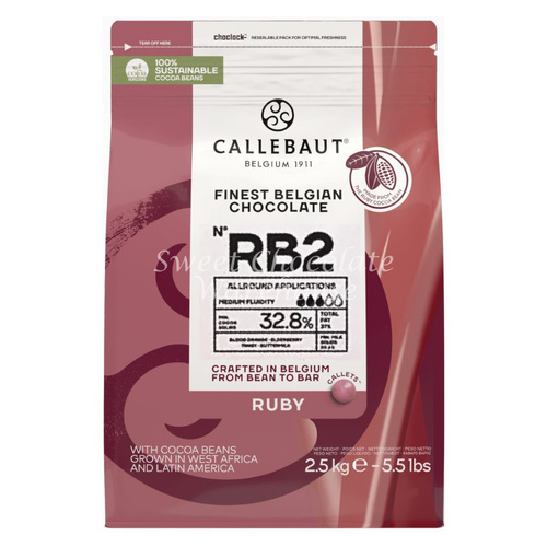 Callebaut Ruby Chocolate Belgian Couverture Callets Receipe RB2 2.5kg