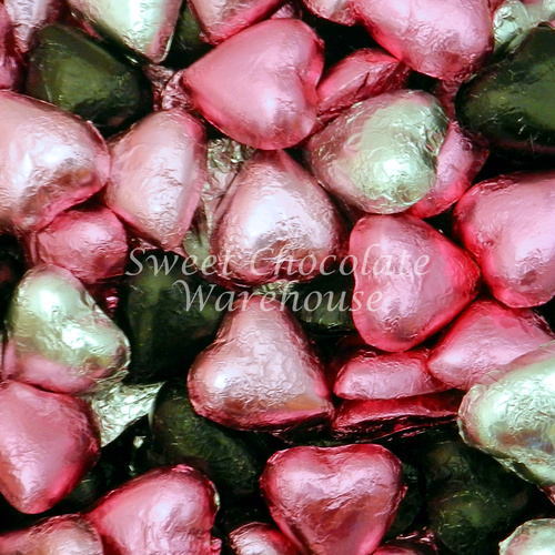 Milk Chocolate Hearts - Silver, Black, Pink and Light Pink 1kg - 115 pieces - Made in Australia