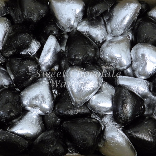 Milk Chocolate Hearts – Black and Silver 5kg – 575 pieces – Made in Australia