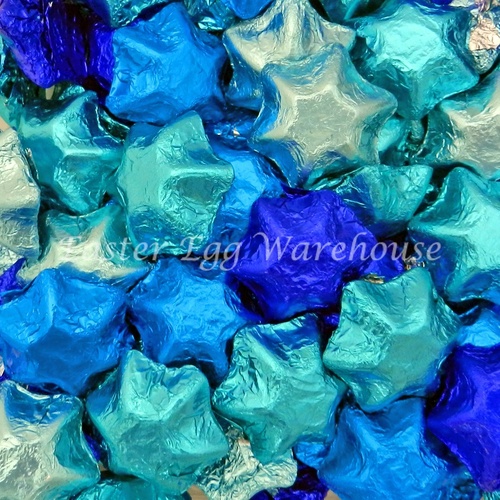 Milk Chocolate Stars - Light Blue, Blue, Dark Blue and Aqua 500g - 57 pieces - Made in Australia
