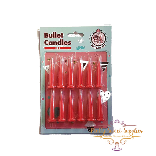 Bullet Candles - RED (pack of 12)
