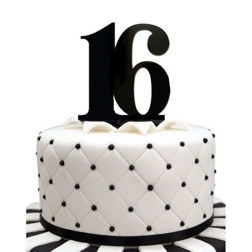 16 Black Acrylic Cake Topper