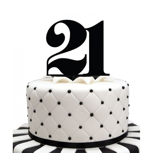 21 Black Acrylic Cake Topper