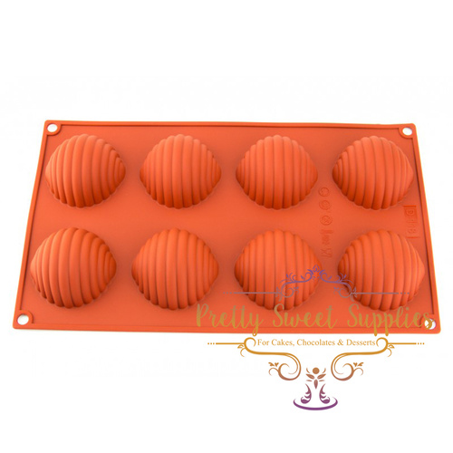 GROOVED HEMISPHERE 8 Cavity Silicone Mould